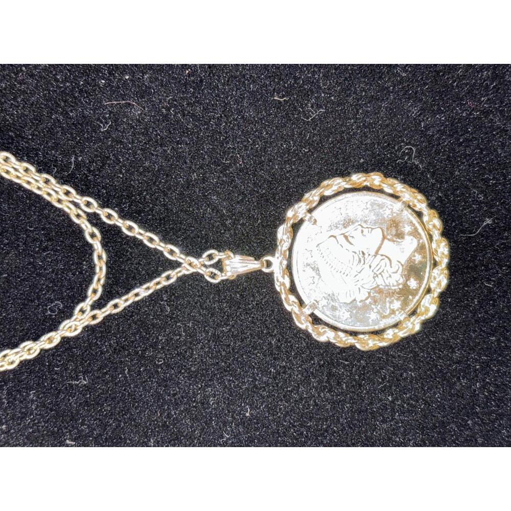 Vintage Coin Pendant Necklace with Chain - Picture 1 of 4
